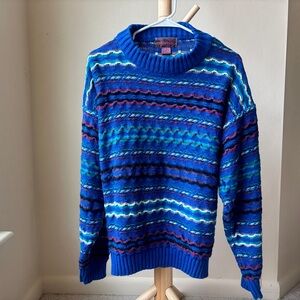 Vintage Concrete Jungle Blue Knit Sweater size medium unisex